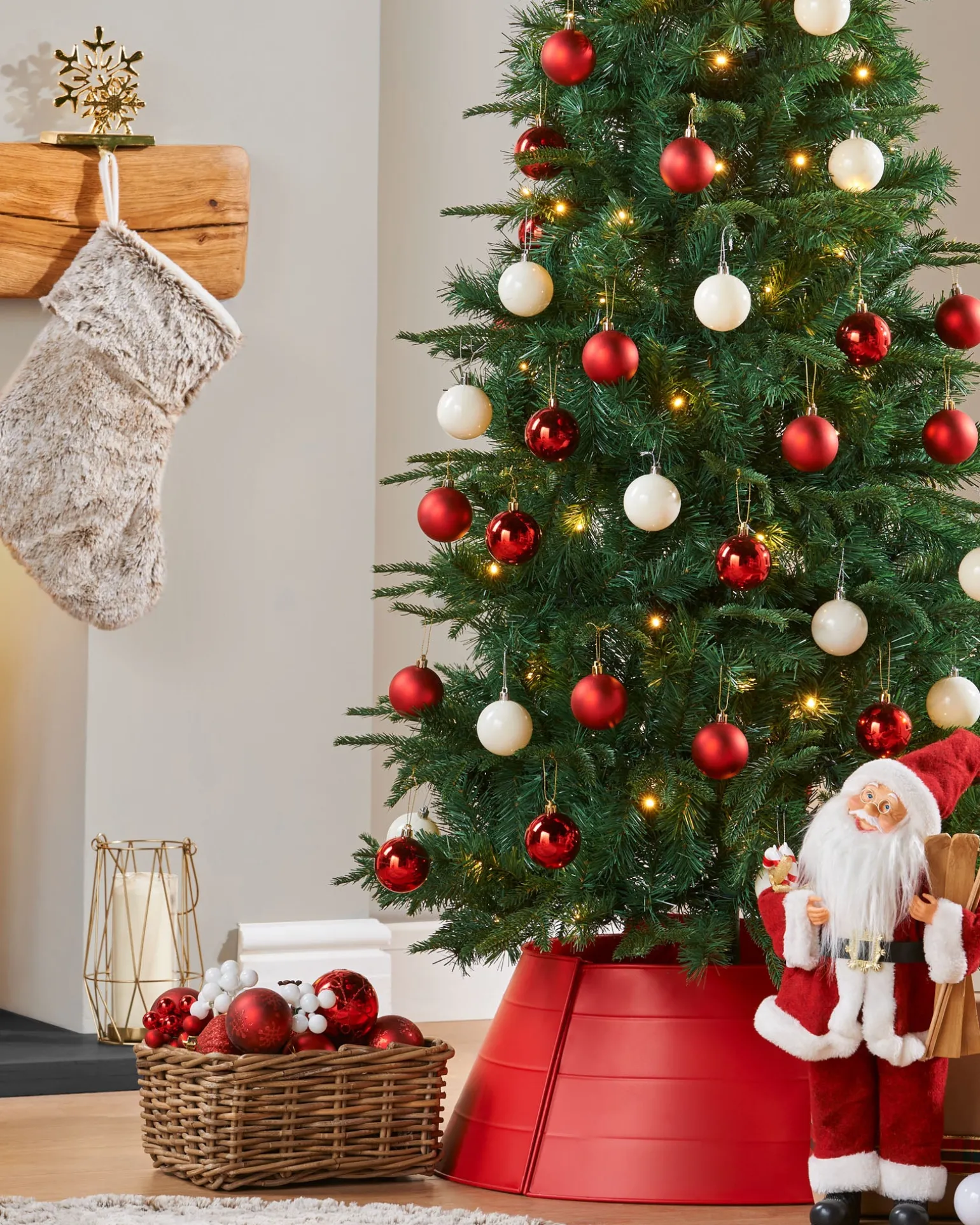 WeRChristmas Pre-Lit Decorated Pop-Up Christmas Tree, Red & White, 6 Ft^ Budget Christmas Trees|Pre Lit Christmas Trees