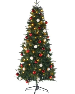 WeRChristmas Pre-Lit Decorated Pop-Up Christmas Tree, Red & White, 6 Ft^ Budget Christmas Trees|Pre Lit Christmas Trees