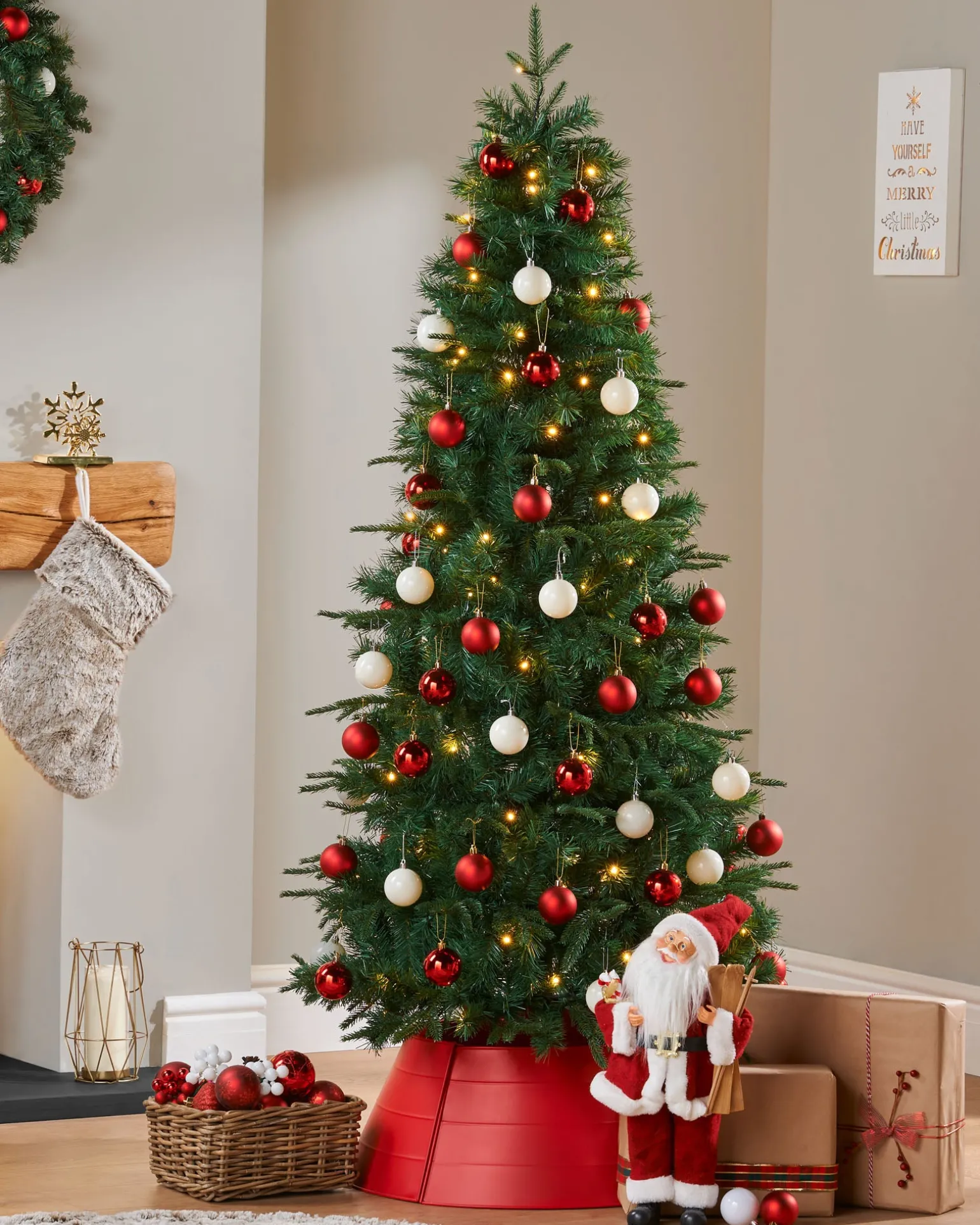 WeRChristmas Pre-Lit Decorated Pop-Up Christmas Tree, Red & White, 6 Ft^ Budget Christmas Trees|Pre Lit Christmas Trees