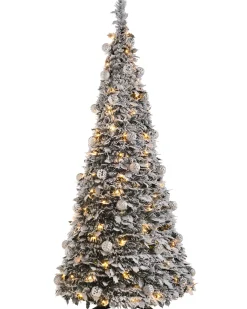 WeRChristmas Pre-Lit Decorated Pop-Up Snow Flocked Christmas Tree, 6 Ft^ Budget Christmas Trees|Snow Flocked Christmas Trees