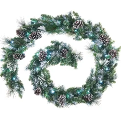 WeRChristmas Pre-Lit Decorated Snow Flocked Garland, Pinecones, 9 Ft^ Snow Flocked Garlands|Decorated Garlands