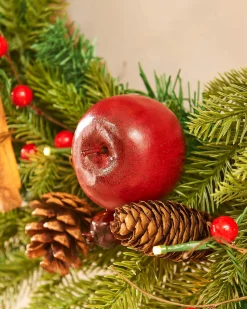 WeRChristmas Pre-Lit Decorated Wreath, Apples & Cinnamon Sticks, 76 Cm^ Decorated Wreaths|Pre Lit Wreaths