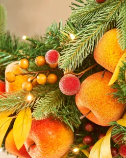 WeRChristmas Pre-Lit Decorated Wreath, Apples & Peaches, 76 Cm^ Decorated Wreaths|Pre Lit Wreaths
