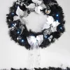 WeRChristmas Pre-Lit Decorated Wreath, Black/Silver, 60 Cm^ Decorated Wreaths|Pre Lit Wreaths