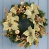 WeRChristmas Pre-Lit Decorated Wreath, Cream/Gold, 60 Cm^ Decorated Wreaths|Pre Lit Wreaths