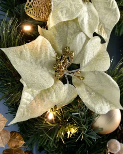 WeRChristmas Pre-Lit Decorated Wreath, Cream/Gold, 60 Cm^ Decorated Wreaths|Pre Lit Wreaths