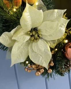 WeRChristmas Pre-Lit Decorated Wreath, Copper/Gold, 60 Cm^ Decorated Wreaths|Pre Lit Wreaths