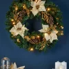 WeRChristmas Pre-Lit Decorated Wreath, Gold/Cream, 60 Cm^ Decorated Wreaths|Pre Lit Wreaths