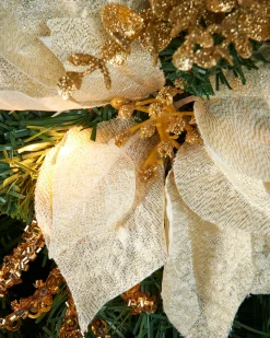 WeRChristmas Pre-Lit Decorated Wreath, Gold/Cream, 60 Cm^ Decorated Wreaths|Pre Lit Wreaths