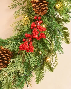 WeRChristmas Pre-Lit Decorated Wreath, Pinecones & Berries, 76 Cm^ Decorated Wreaths|Pre Lit Wreaths