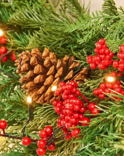 WeRChristmas Pre-Lit Decorated Wreath, Pinecones & Berries, 76 Cm^ Decorated Wreaths|Pre Lit Wreaths