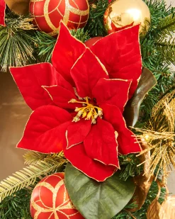 WeRChristmas Pre-Lit Decorated Wreath, Red/Gold, 60 Cm^ Decorated Wreaths|Pre Lit Wreaths