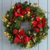 WeRChristmas Pre-Lit Decorated Wreath, Red/Gold, 60 Cm^ Decorated Wreaths|Pre Lit Wreaths