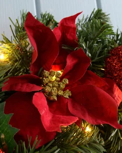 WeRChristmas Pre-Lit Decorated Wreath, Red/Gold, 60 Cm^ Decorated Wreaths|Pre Lit Wreaths