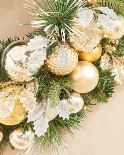 WeRChristmas Pre-Lit Decorated Wreath, Silver/Champagne/Gold, 76 Cm^ Pre Lit Wreaths