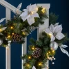 WeRChristmas Pre-Lit Extra Thick Decorated Garland, Silver/White, 9 Ft^ Decorated Garlands|Pre Lit Garlands