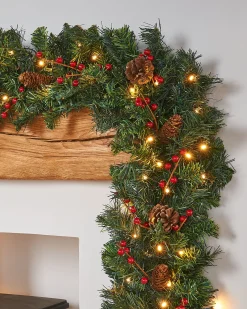 WeRChristmas Pre-Lit Extra Thick Garland, 9 Ft^ Decorated Garlands|Pre Lit Garlands