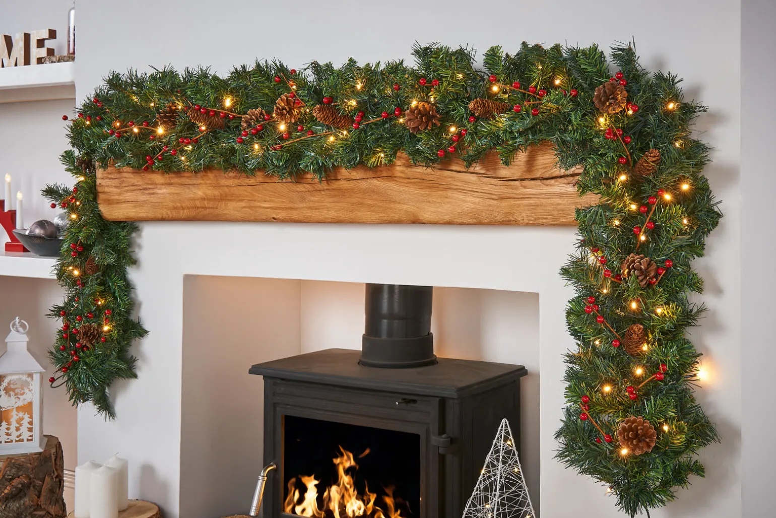 WeRChristmas Pre-Lit Extra Thick Garland, 9 Ft^ Decorated Garlands|Pre Lit Garlands