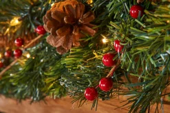 WeRChristmas Pre-Lit Extra Thick Mixed Pine Garland, Pinecones & Berries, 9 Ft^ Decorated Garlands|Pre Lit Garlands