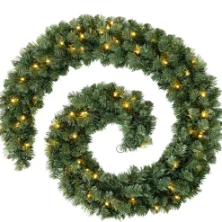 WeRChristmas Pre-Lit Extra Thick Pine Garland, 9 Ft^ Pre Lit Garlands