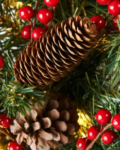 WeRChristmas Pre-Lit Extra Thick Wreath, Pinecones & Berries, 76 Cm^ Decorated Wreaths|Pre Lit Wreaths