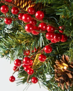 WeRChristmas Pre-Lit Extra Thick Wreath, Pinecones & Berries, 76 Cm^ Decorated Wreaths|Pre Lit Wreaths
