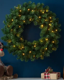 WeRChristmas Pre-Lit Extra Thick Wreath, 76 Cm^ Plain Wreaths|Pre Lit Wreaths