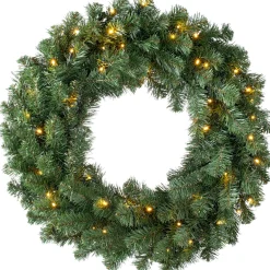 WeRChristmas Pre-Lit Extra Thick Wreath, 76 Cm^ Plain Wreaths|Pre Lit Wreaths