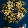 WeRChristmas Pre-Lit Extra Thick Wreath, Cream/Gold, 76 Cm^ Decorated Wreaths|Pre Lit Wreaths