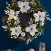 WeRChristmas Pre-Lit Extra Thick Wreath, Silver/White, 76 Cm^ Decorated Wreaths|Pre Lit Wreaths