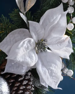 WeRChristmas Pre-Lit Extra Thick Wreath, Silver/White, 76 Cm^ Decorated Wreaths|Pre Lit Wreaths
