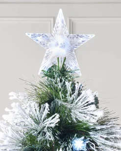 WeRChristmas Pre-Lit Fibre Optic Frosted Christmas Tree With Tree Topper, 5 Ft^ Budget Christmas Trees|Fibre Optic Christmas Trees