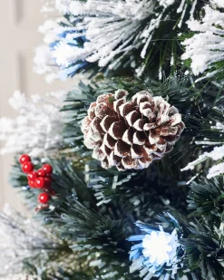 WeRChristmas Pre-Lit Fibre Optic Frosted Christmas Tree With Tree Topper, 7 Ft^ Fibre Optic Christmas Trees|Snow Flocked Christmas Trees