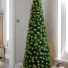WeRChristmas Pre-Lit Fibre Optic Pencil Christmas Tree With Warm White LED Stars, 5 Ft^ Fibre Optic Christmas Trees|Pre Lit Christmas Trees