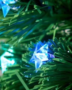 WeRChristmas Pre-Lit Fibre Optic Pencil Christmas Tree With Multi-Coloured LED Stars, 6 Ft^ Budget Christmas Trees|Fibre Optic Christmas Trees