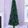 WeRChristmas Pre-Lit Fibre Optic Pencil Christmas Tree With Multi-Coloured LED Stars, 7 Ft^ Budget Christmas Trees|Fibre Optic Christmas Trees