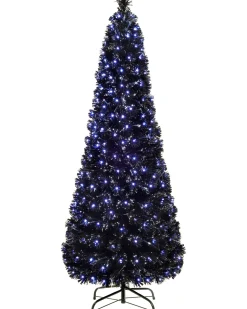 WeRChristmas Pre-Lit Fibre Optic Slim Black Christmas Tree, 6 Ft^ Budget Christmas Trees|Fibre Optic Christmas Trees