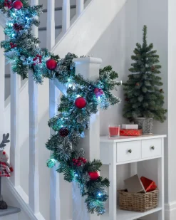 WeRChristmas Pre-Lit Frosted Decorated Garland, 9 Ft^ Snow Flocked Garlands|Decorated Garlands