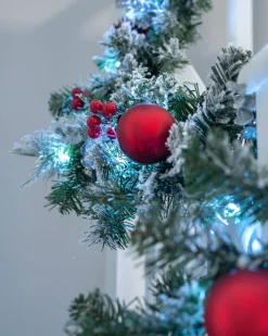 WeRChristmas Pre-Lit Frosted Decorated Garland, 9 Ft^ Snow Flocked Garlands|Decorated Garlands