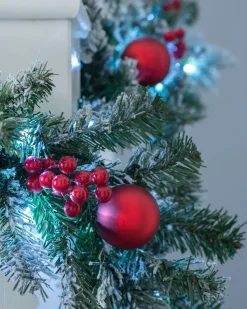 WeRChristmas Pre-Lit Frosted Decorated Garland, 9 Ft^ Snow Flocked Garlands|Decorated Garlands