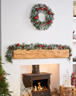 WeRChristmas Pre-Lit Frosted Decorated Wreath, 60 Cm^ Decorated Wreaths|Pre Lit Wreaths