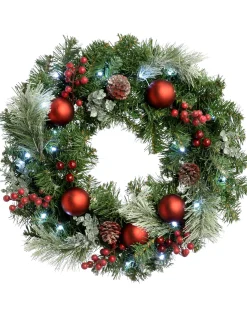 WeRChristmas Pre-Lit Frosted Decorated Wreath, 60 Cm^ Decorated Wreaths|Pre Lit Wreaths