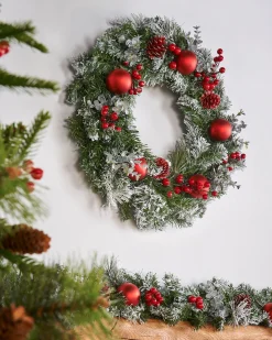 WeRChristmas Pre-Lit Frosted Decorated Wreath, 60 Cm^ Decorated Wreaths|Pre Lit Wreaths