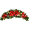 WeRChristmas Pre-Lit Frosted Decorated Arch Garland With 20 Warm White LEDs, Red/Gold, 3 Ft^ Decorated Garlands|Pre Lit Garlands