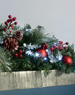WeRChristmas Pre-Lit Frosted Decorated Arch Garland With 20 Cool White LEDs, 3 Ft^ Snow Flocked Garlands|Decorated Garlands