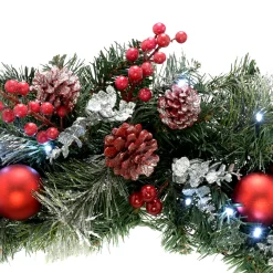 WeRChristmas Pre-Lit Frosted Decorated Arch Garland With 20 Cool White LEDs, 3 Ft^ Snow Flocked Garlands|Decorated Garlands