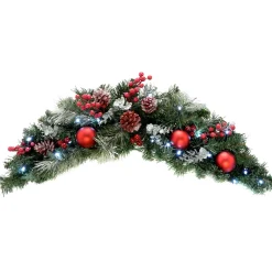 WeRChristmas Pre-Lit Frosted Decorated Arch Garland With 20 Cool White LEDs, 3 Ft^ Snow Flocked Garlands|Decorated Garlands