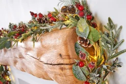 WeRChristmas Pre-Lit Frosted Eucalyptus Garland, Pinecones & Berries, 9 Ft^ Pre Lit Garlands|Decorated Garlands