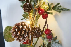 WeRChristmas Pre-Lit Frosted Eucalyptus Garland, Pinecones & Berries, 9 Ft^ Pre Lit Garlands|Decorated Garlands