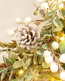 WeRChristmas Pre-Lit Frosted Eucalyptus Wreath, 76 Cm^ Decorated Wreaths|Pre Lit Wreaths